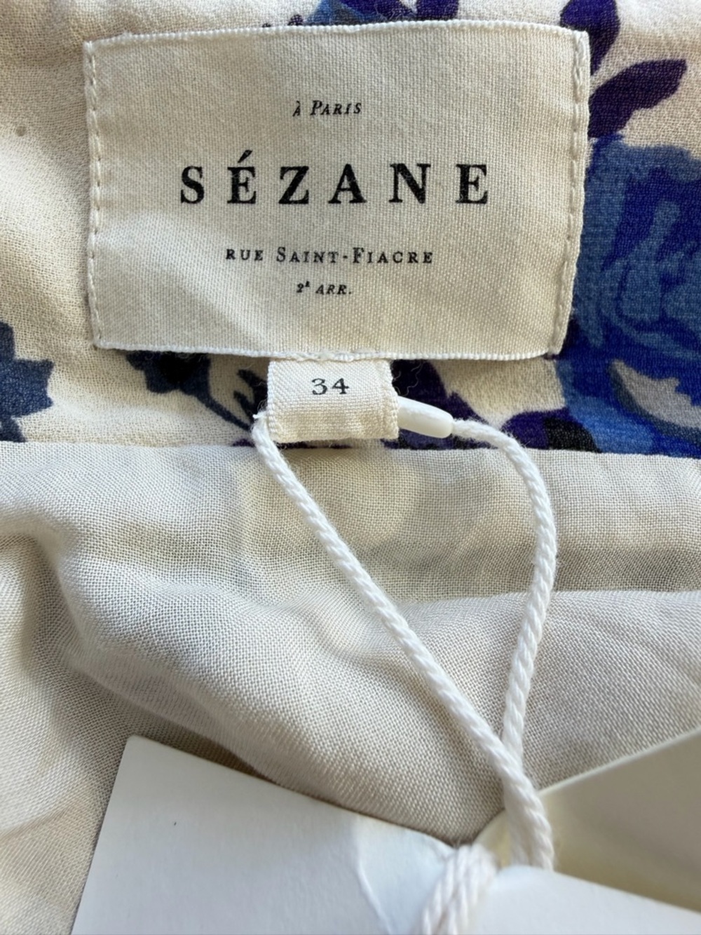 Sézane Dune Cream Pleated Skirt with Blue Flowers NWT 34 - Picture 4 of 8